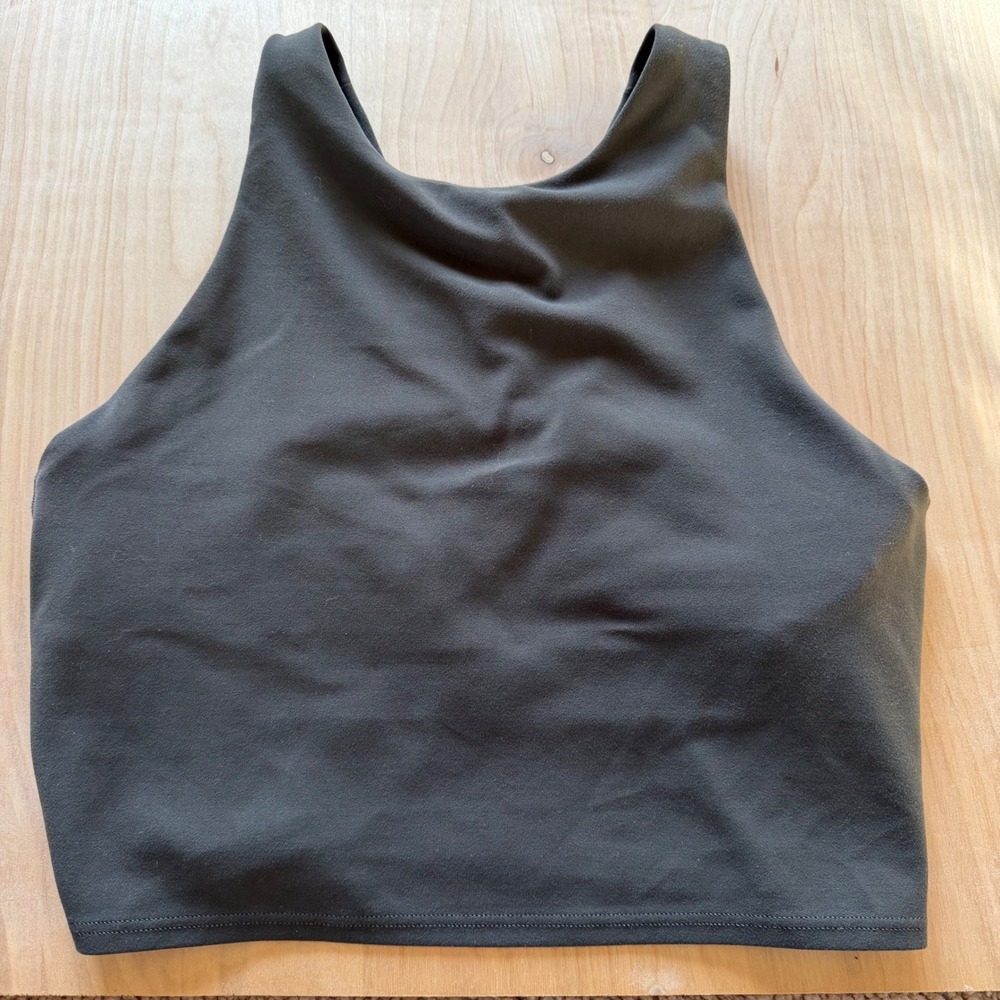 ATHLETA Crop Top Dark Gray High Neck Racerback Women's XS Bra‎ Workout Gym